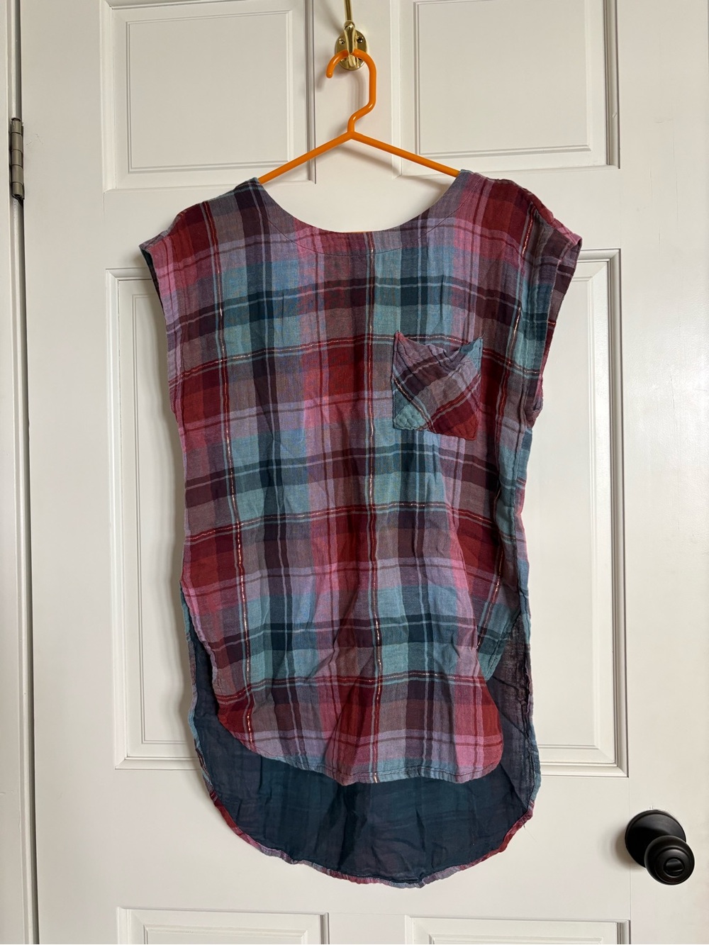 Akemi + Kin Plaid Shirt in Blue & Burgundy